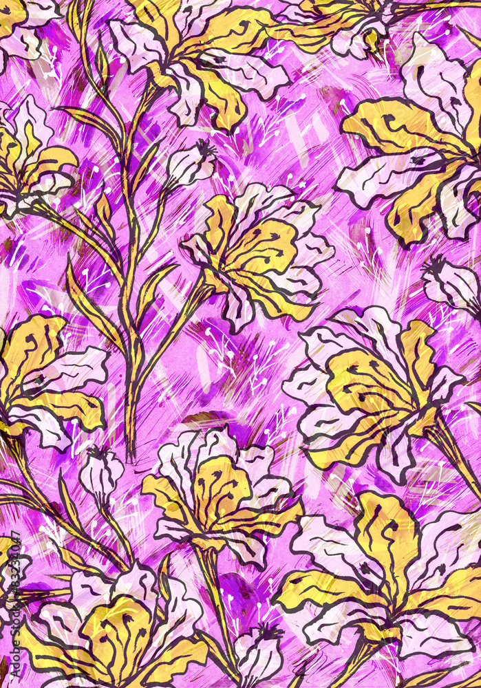 Beautiful illustration with yellow flowers. Beautiful illustration with yellow flowers.