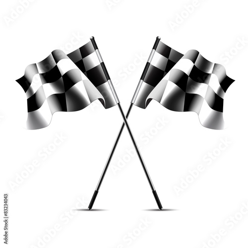 Two crossed checkered racing flags.