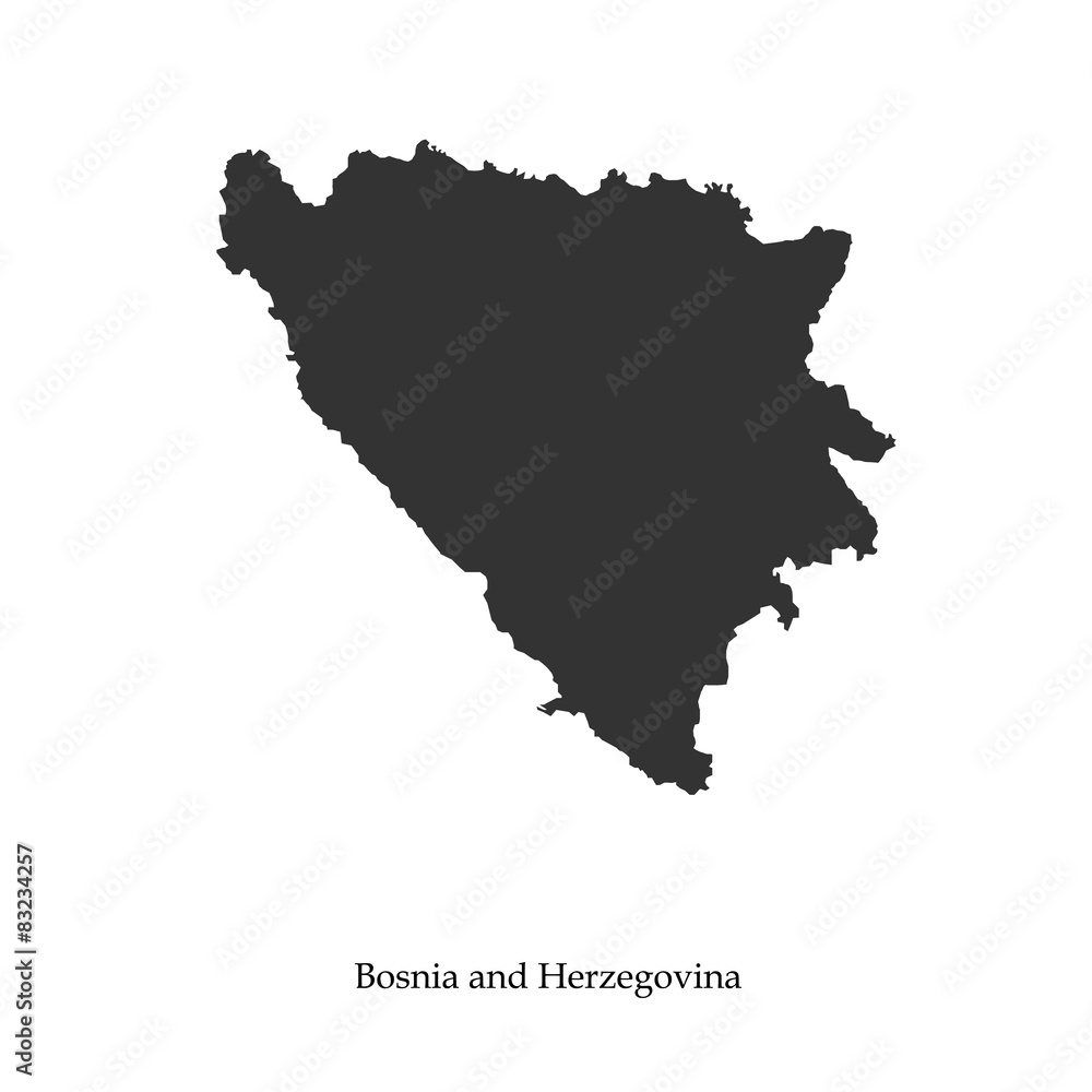 Black map of Bosnia and Herzegovina for your design