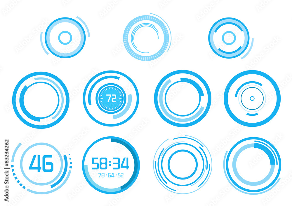 Blue vector elements on white background Blue vector elements on white background