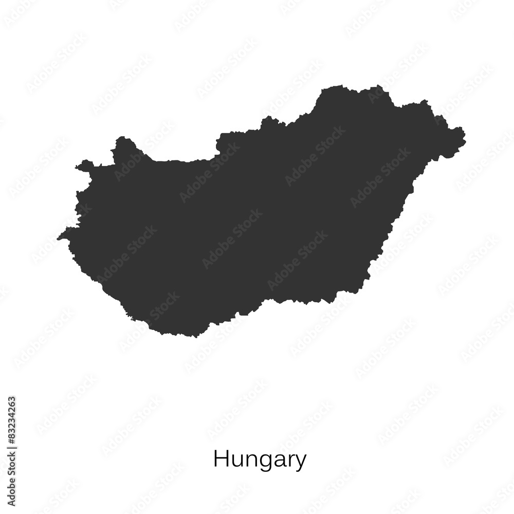 Fototapeta Black map of Hungary for your design