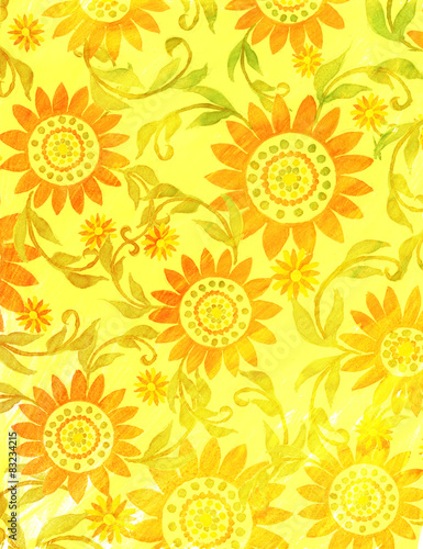 Sunny floral handdrawn backdrop.