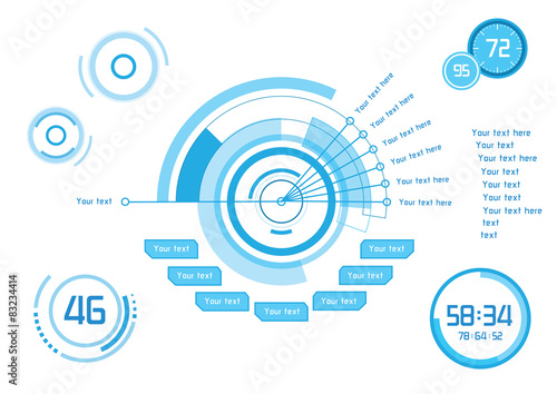 Blue infographics as head-up display
