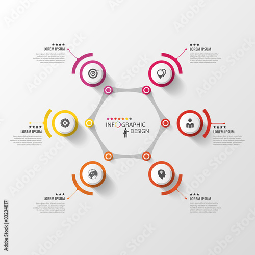 Abstract hexagon infographic design template with circles