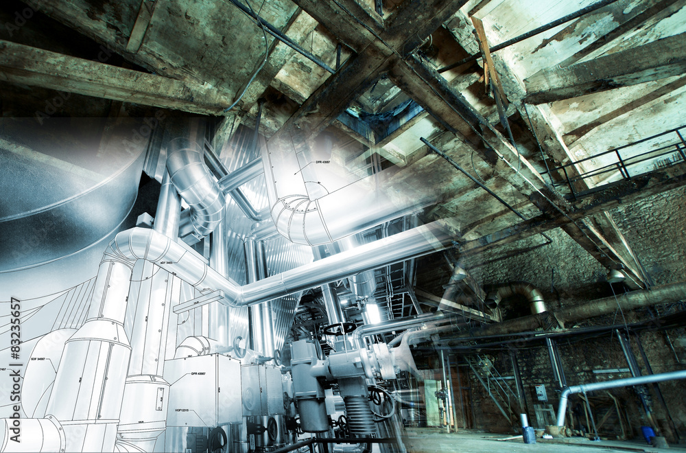 Abandoned industrial building under construction concept Abandoned industrial building under construction concept