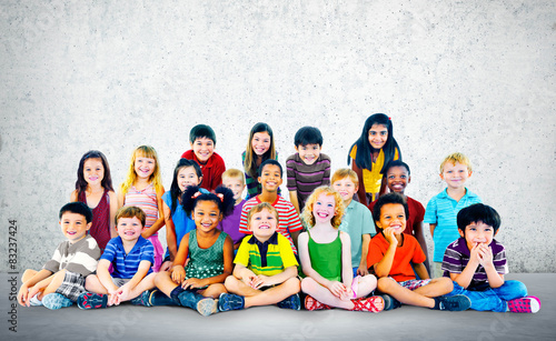 Kids Children Diversity Happiness Group Concept