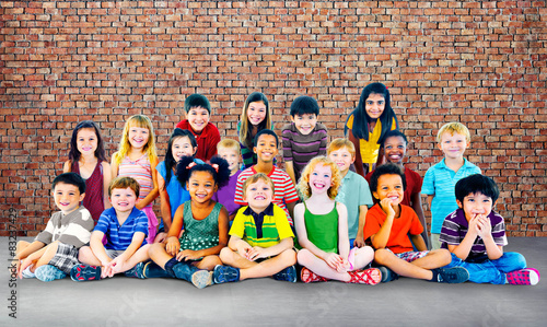 Children Kids Cheerful Diversity Happiness Group Concept