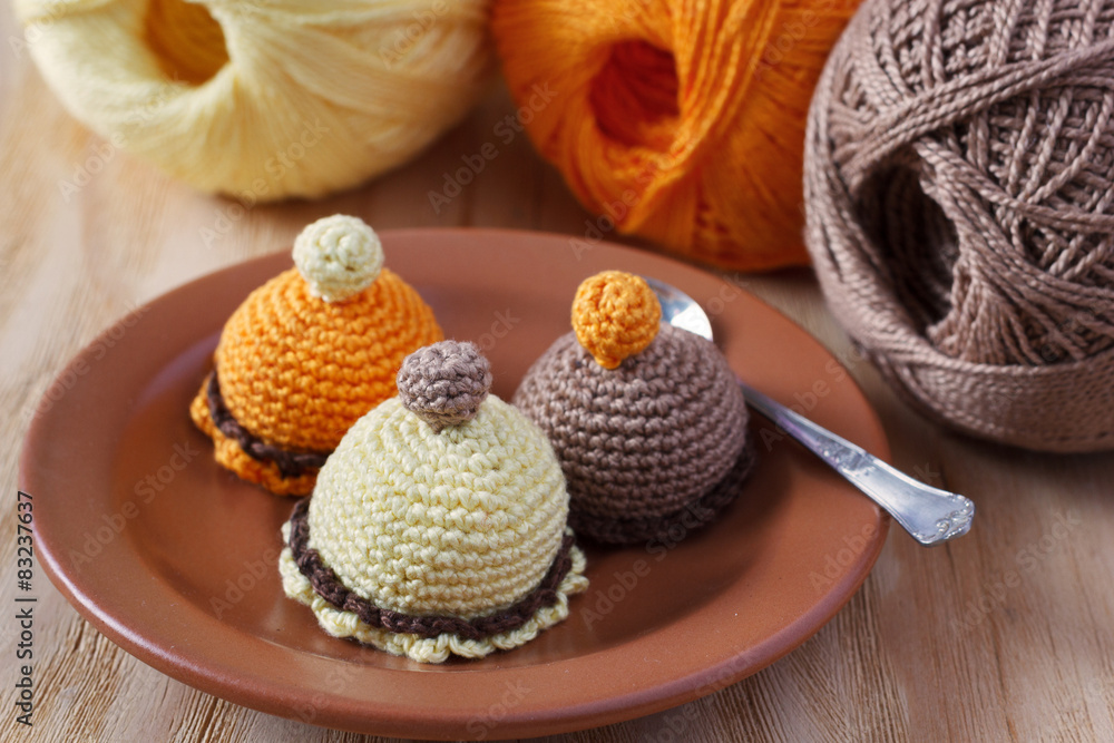 Handmade colorful crochet toys sweets Handmade colorful crochet toys sweets