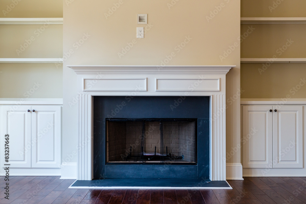 New Fireplace on Hardwood Floor New Fireplace on Hardwood Floor