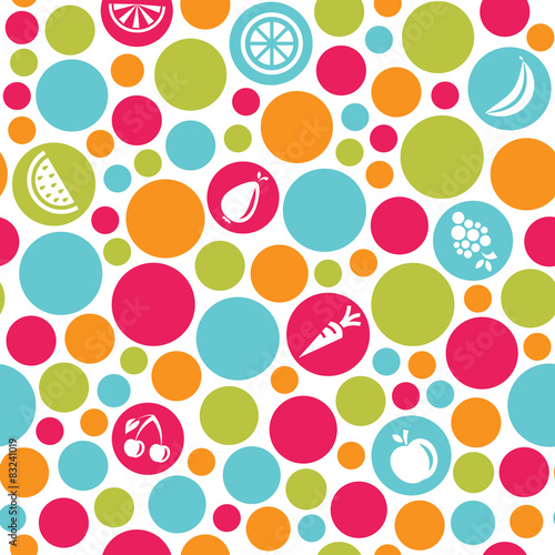 seamless dots background with fruits and vegetables