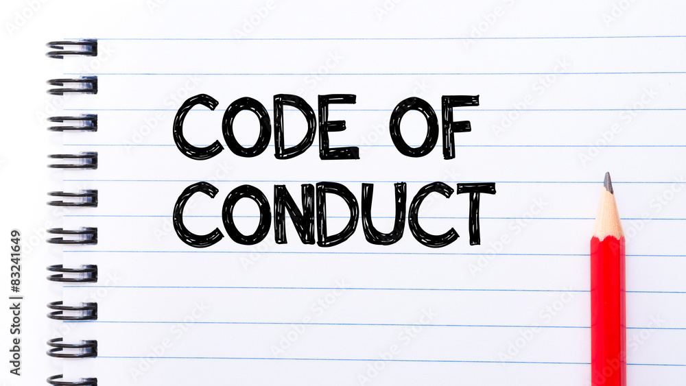 Code of Conduct Text written on notebook page Code of Conduct Text written on notebook page