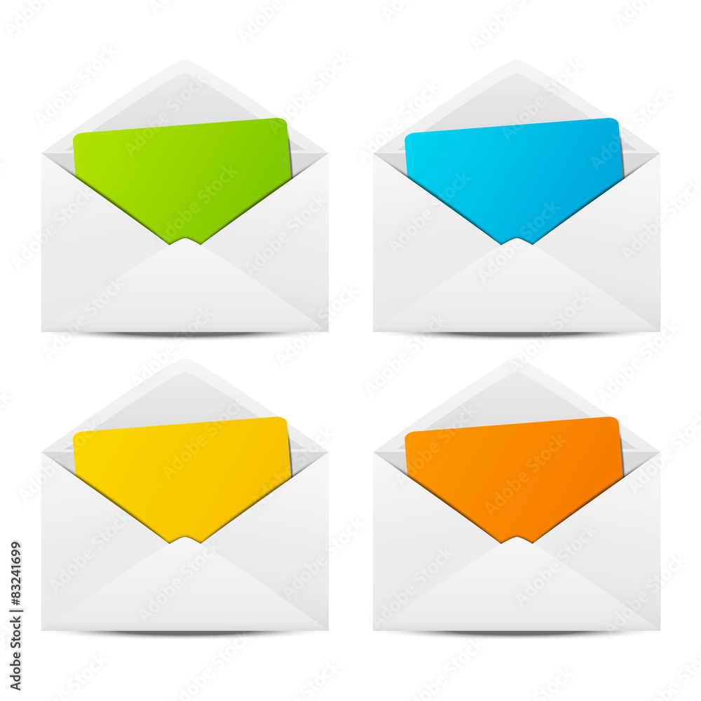Paper envelopes with color cards Paper envelopes with color cards