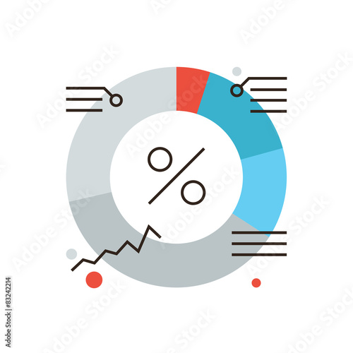 Market diagram flat line icon concept
