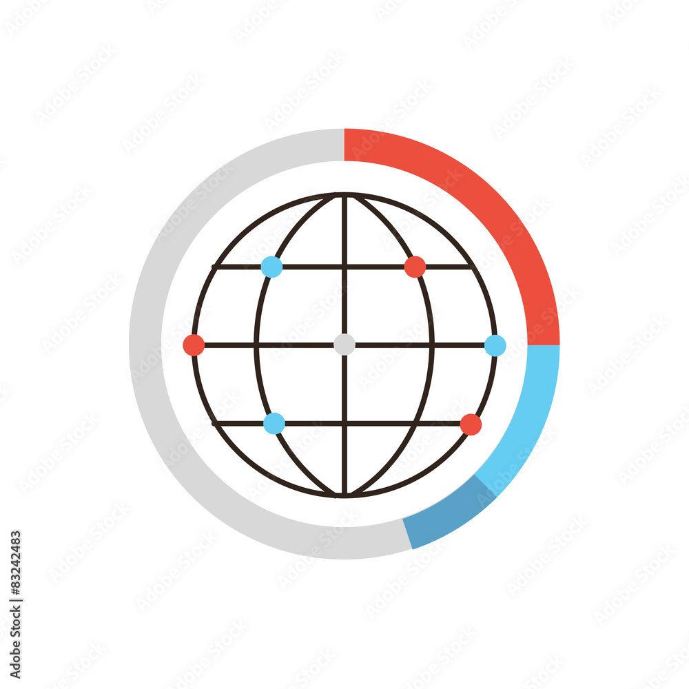 Global data network flat line icon concept Global data network flat line icon concept