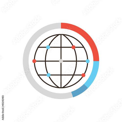 Global data network flat line icon concept