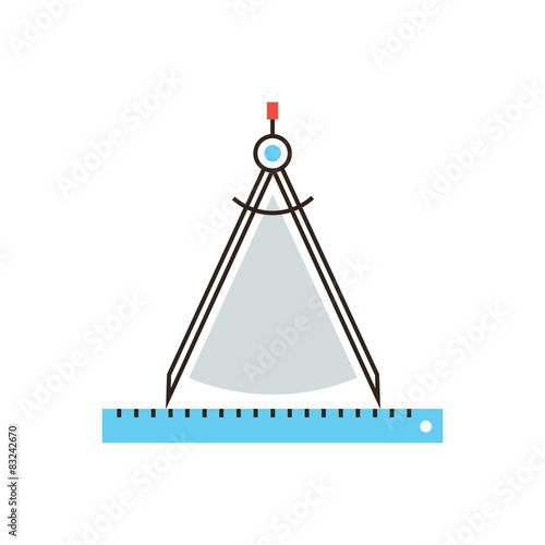 Drawing compass flat line icon concept