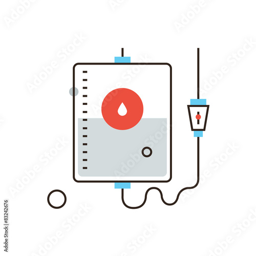 Blood donation flat line icon concept