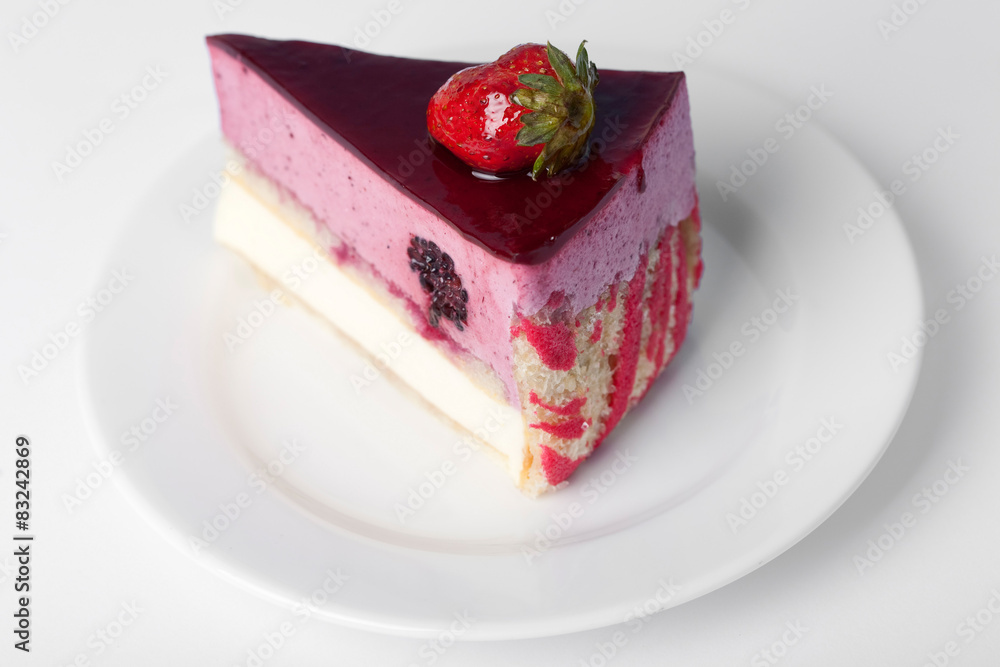 Piece of cake with a strawberry Piece of cake with a strawberry
