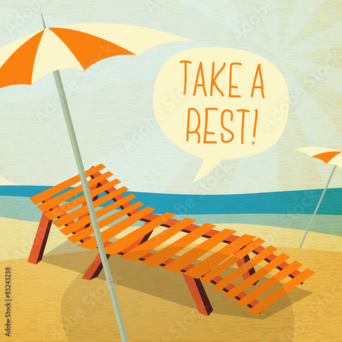 Cute summer poster - sun bathe on the chaise longue with