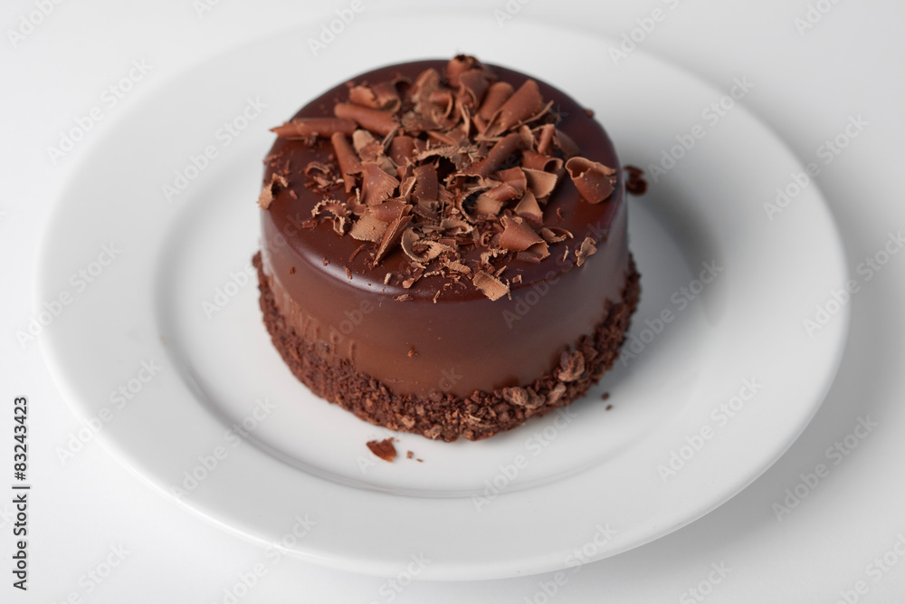 Piece of chocolate cake with icing Piece of chocolate cake with icing
