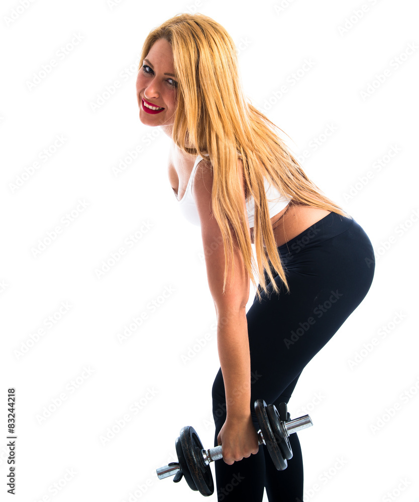 Fototapeta premium Sport woman doing weightlifting