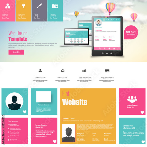 Flat vector website template