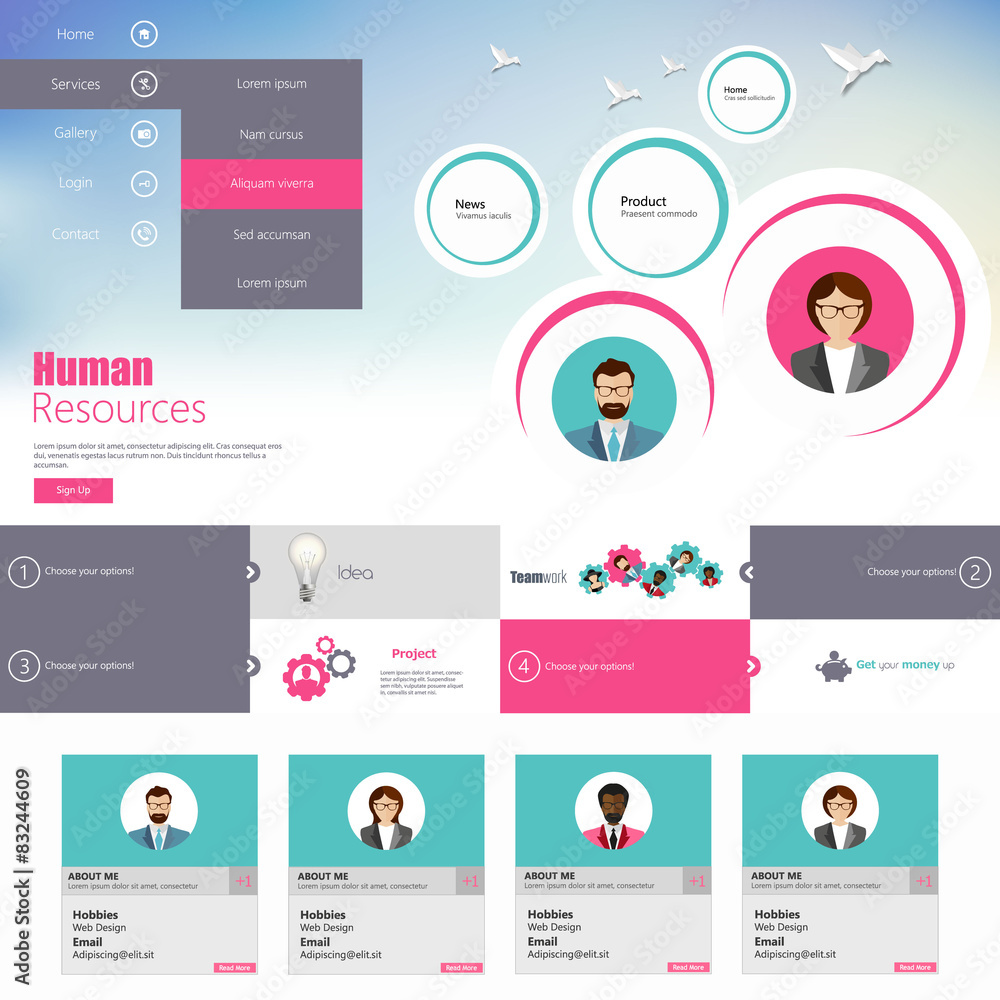 Flat Website Template Vector Design Flat Website Template Vector Design