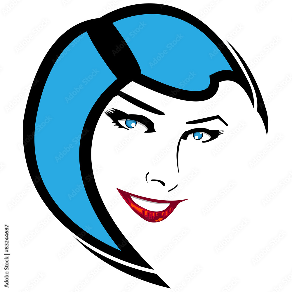 Obraz premium Beautiful woman with original blu hairstyle