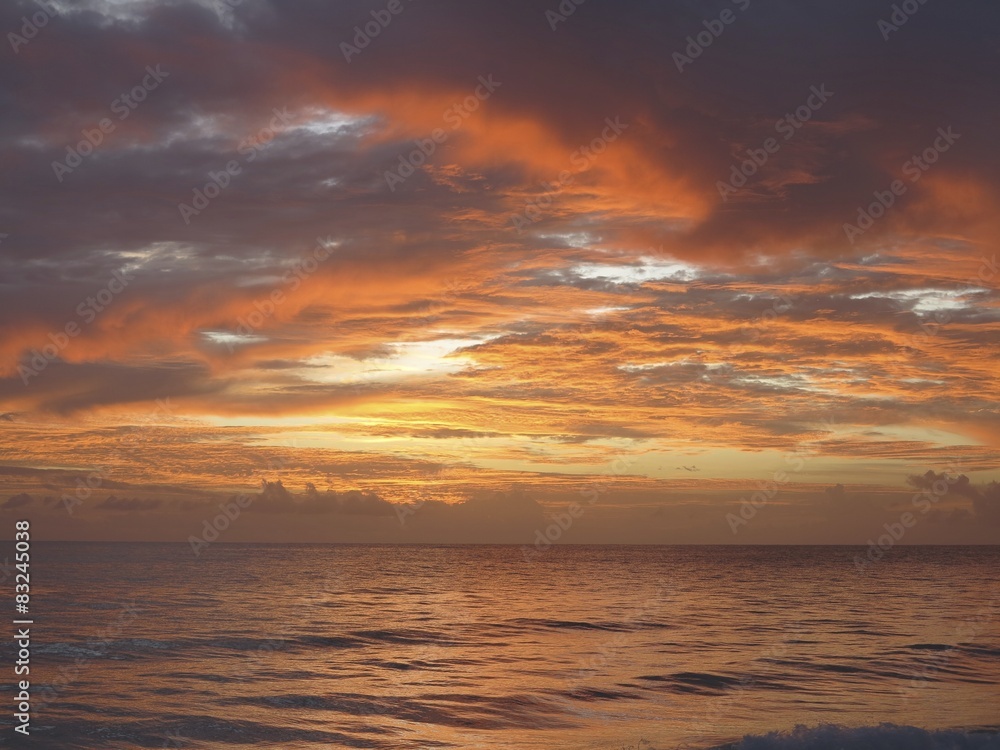 Coucher de soleil sur l'océan, Seychelles