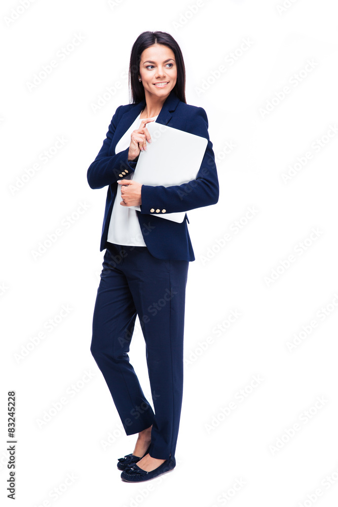 Full length portrait of a businesswoman with laptop Full length portrait of a businesswoman with laptop
