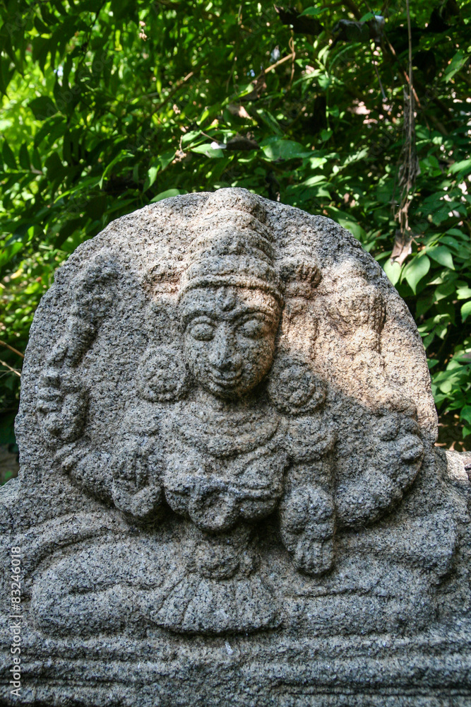 Vishnu stone statue at hampi ruins