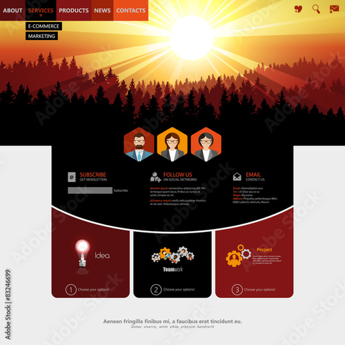 Modern Flat style website design /autumn theme