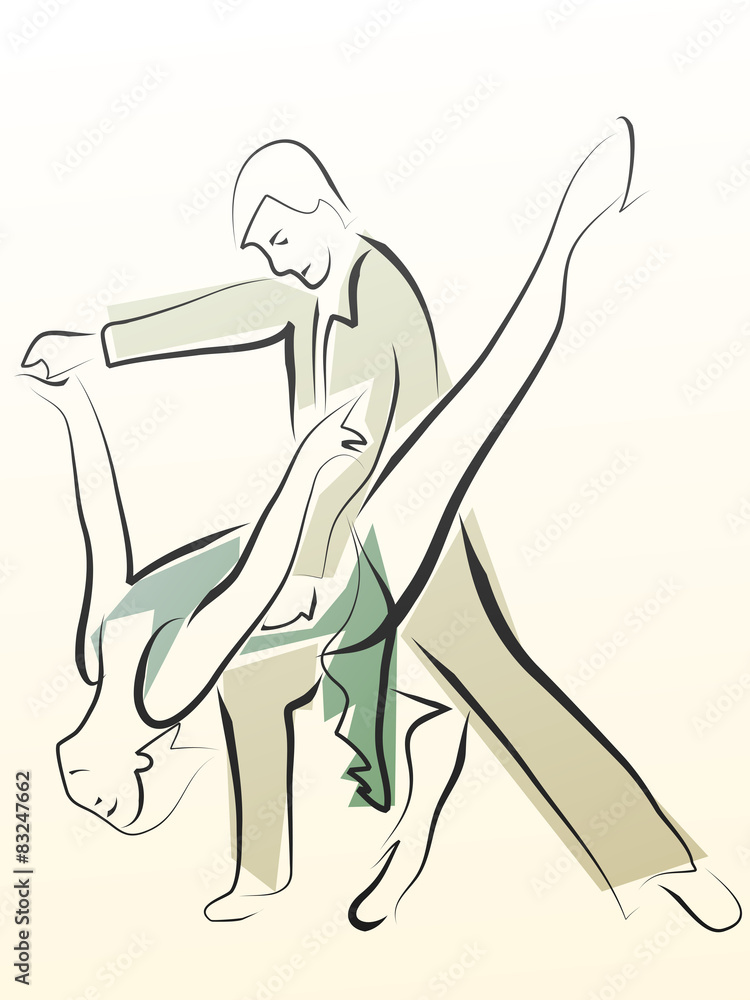 Abstract illustration of dancing couple made in line. Abstract illustration of dancing couple made in line.