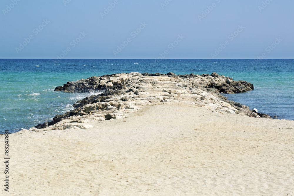 Lingua di roccia sulla spiaggia Lingua di roccia sulla spiaggia