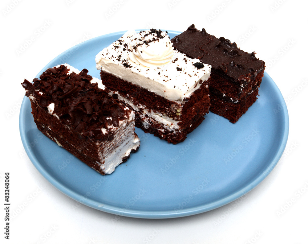 chocolate cake sweet food closeup isolated white background
