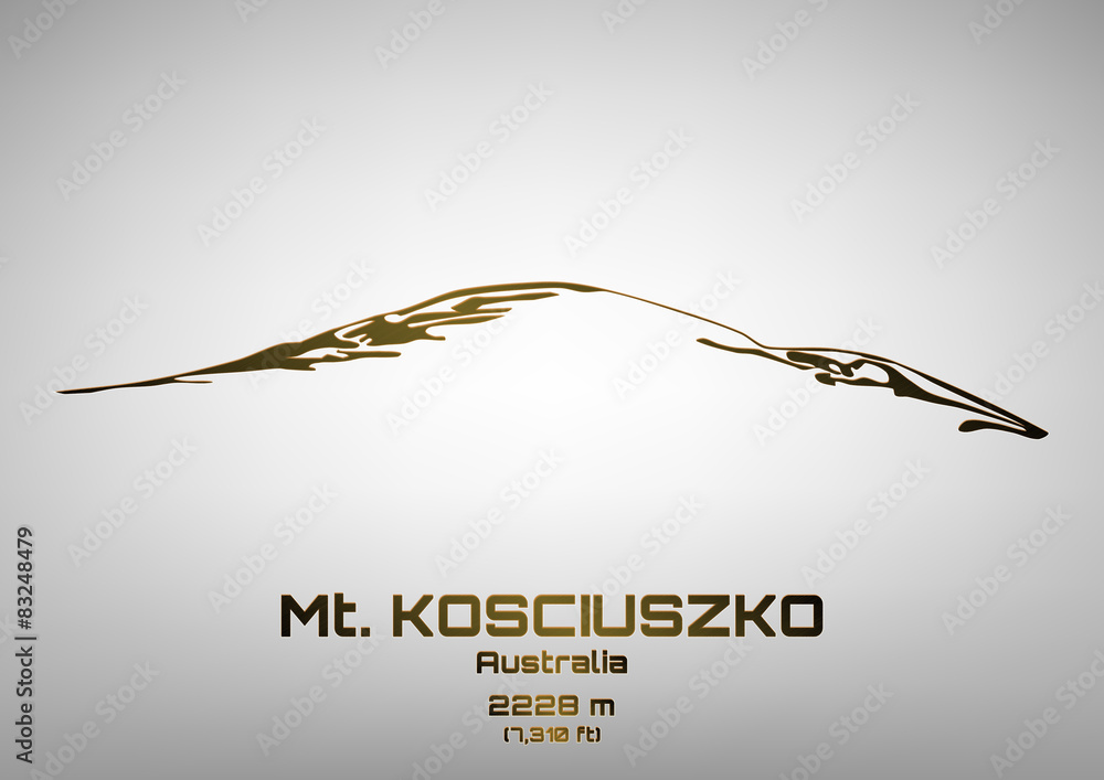 Fototapeta premium Outline vector illustration of bronze Mt. Kosciuszko