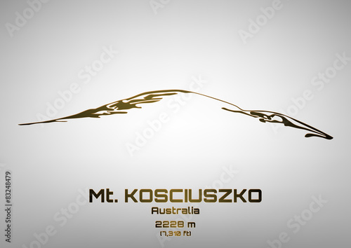 Outline vector illustration of bronze Mt. Kosciuszko