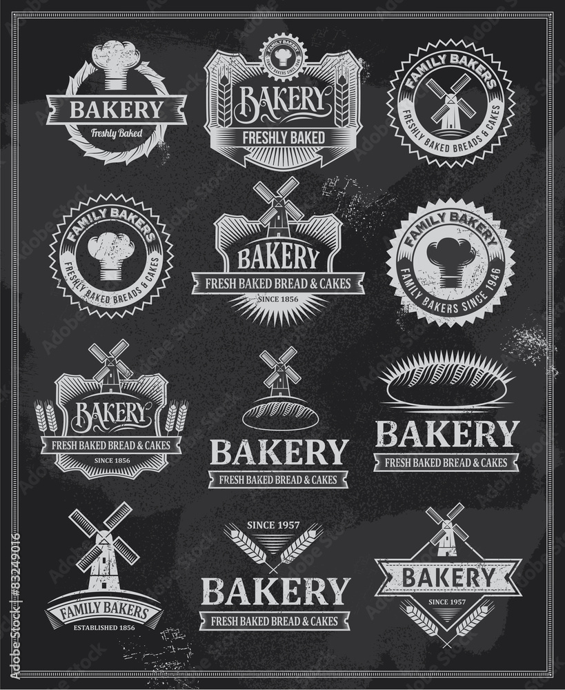 Collection of banners and ribbons - Bakery logo icon set
