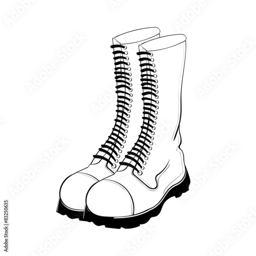 Illustration of hand drawn military boots