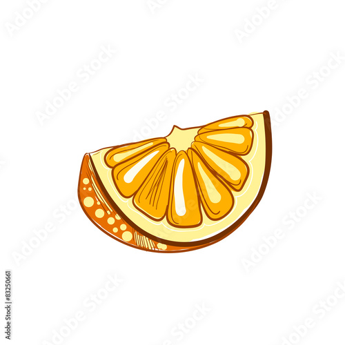 Illustration of hand drawn slice of orange