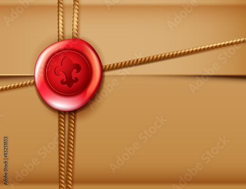 Package background with red wax seal