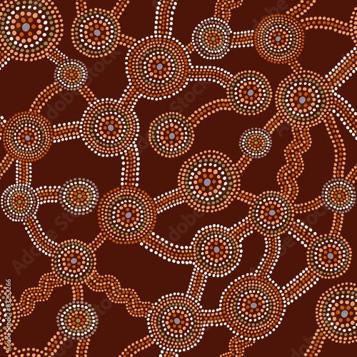 Australian aboriginal dot painting style design background