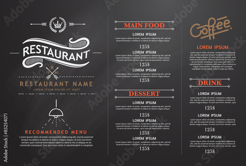 vintage and art restaurant menu design.