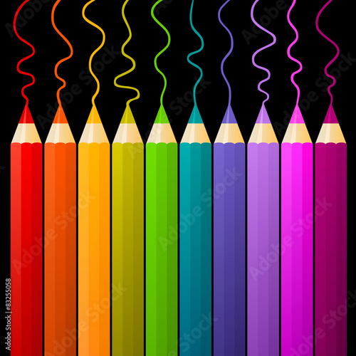 colorful pencils on dark background
