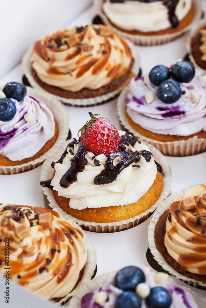 Set of different cupcakes in a box Set of different cupcakes in a box