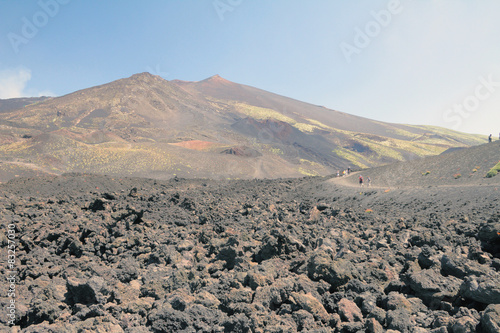 Stiffened lava and volcano. Etna, Sicily, Italy