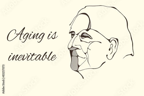 profile portrait of old man in graphic style