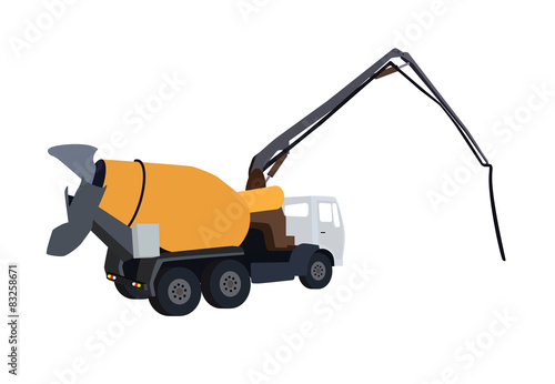 Machine Concrete Pump. Vector Illustration.