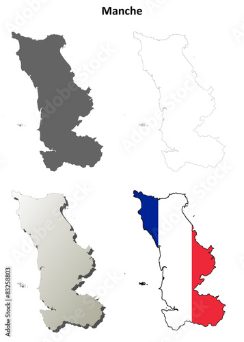 Manche (Lower Normandy) outline map set