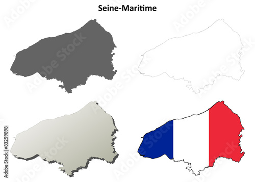 Seine-Maritime (Upper Normandy) outline map set